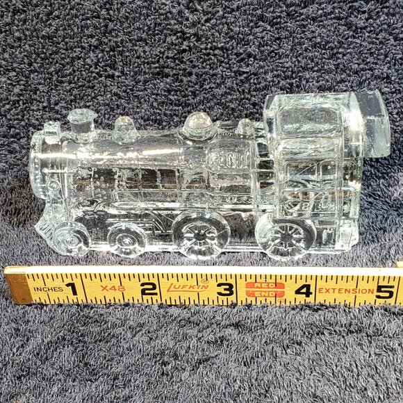 VINTAGE PRESSED GLASS STEAM LOCOMOTIVE CANDY CONTAINER FROM 1927-1929 ERA - Picture 3 of 10